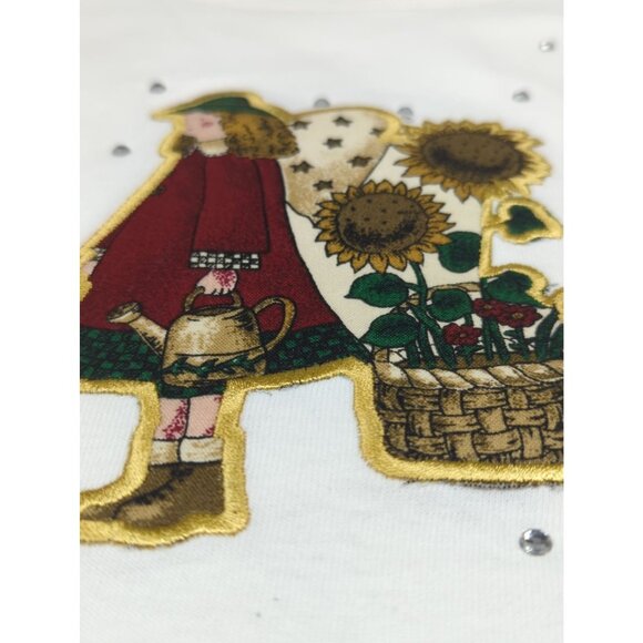 Quacker Factory Size M Womens Gardening Angels Rhinestone T Shirt NEW QVC Vtg - Picture 3 of 8